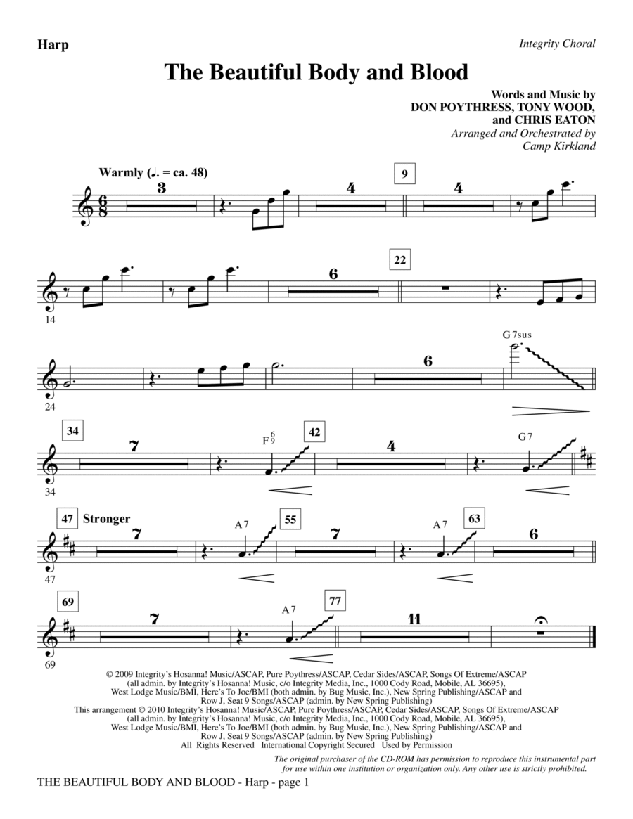 The Beautiful Body And Blood - Harp Choir scores gallery preview page 1