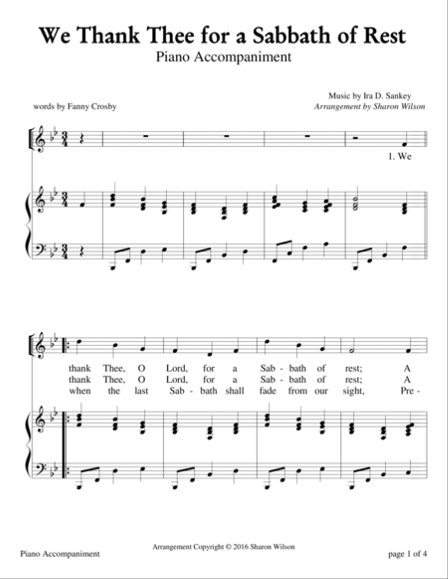 We Thank Thee for a Sabbath of Rest (Sabbath Celebration) High Voice scores gallery preview page 3