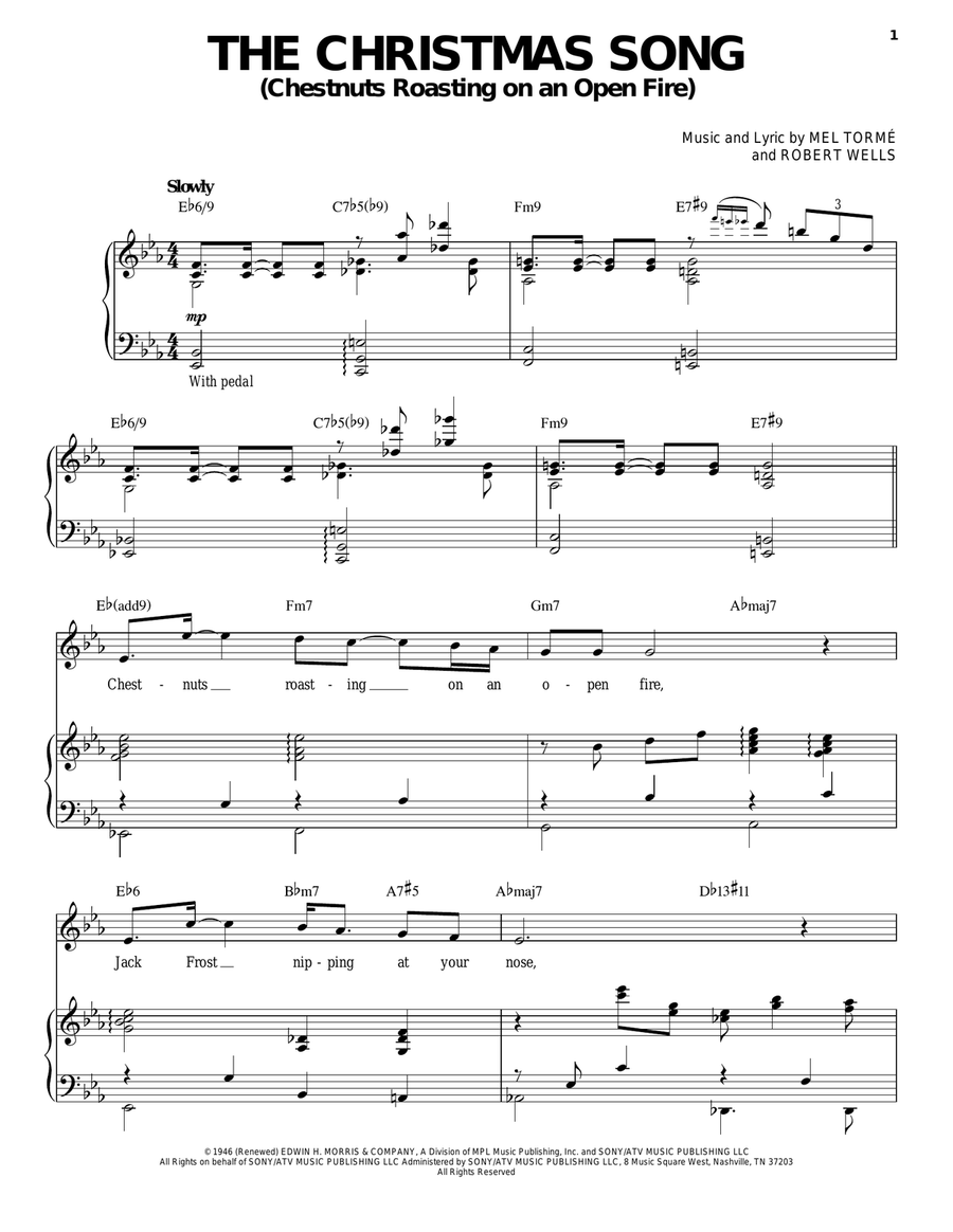 The Christmas Song (Chestnuts Roasting On An Open Fire) Piano, Vocal, Guitar scores gallery preview page 1