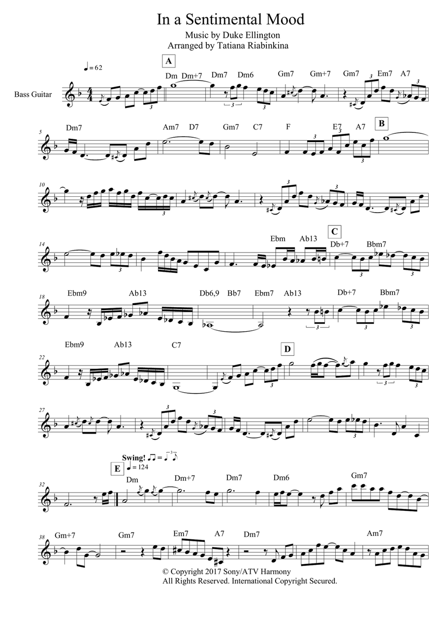 In A Sentimental Mood Bass Guitar scores gallery preview page 1