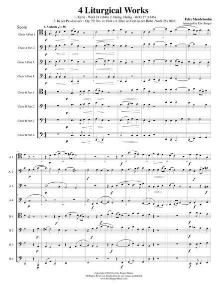 4 Liturgical Works by Mendelssohn for Trombone or Low Brass Octet image number null