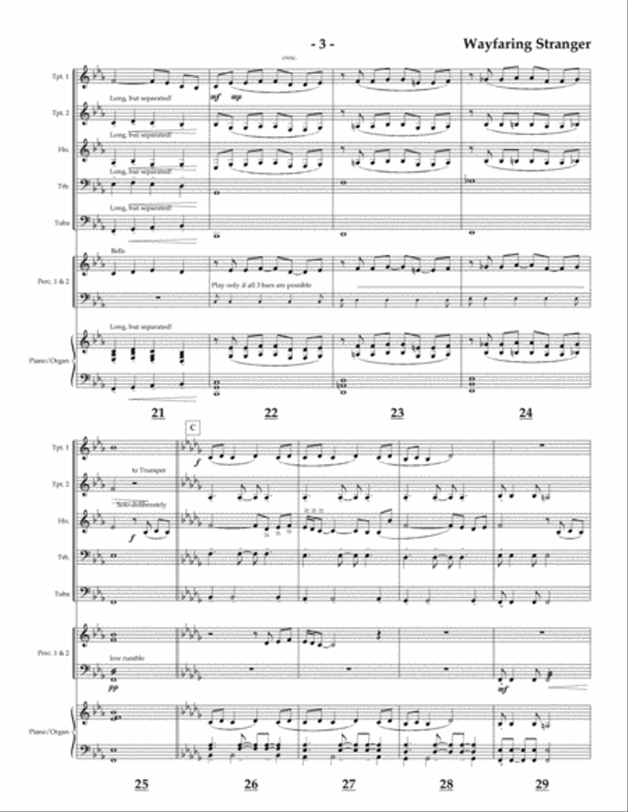 I Am a Poor Wayfaring Stranger for Brass Quintet Brass Quintet scores gallery preview page 3