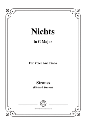 Book cover for Richard Strauss-Nichts in G Major,for Voice and Piano