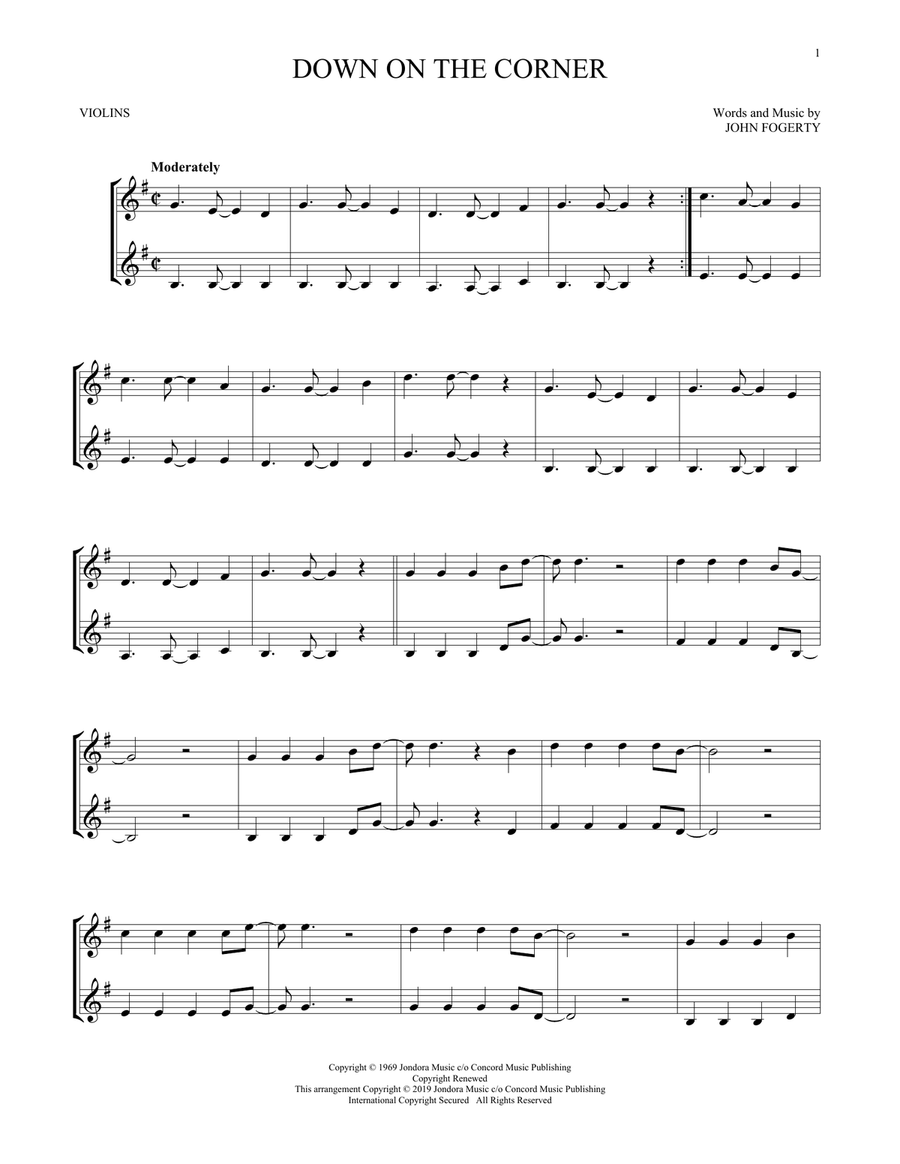 Down On The Corner String Duet scores gallery preview page 1