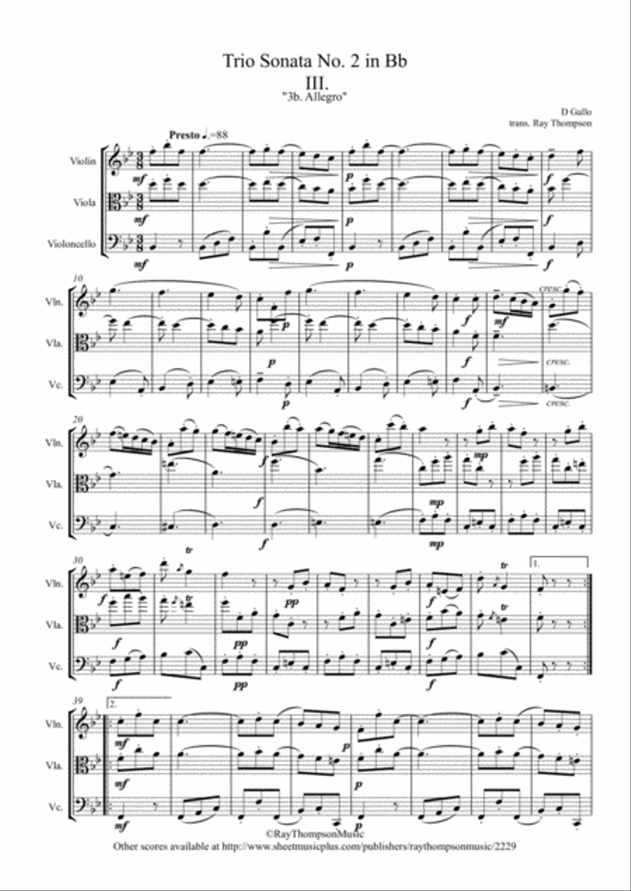 Gallo: Trio Sonata No.2 in Bb Mvt.3 (