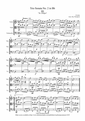 Gallo: Trio Sonata No.2 in Bb Mvt.3 (Reworked as "Pulcinella Suite” Mvt.3b Scherzino,) - string trio