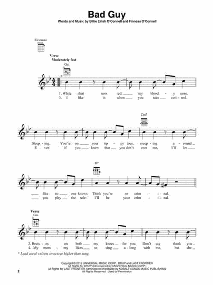 Billie Eilish for Ukulele Ukulele scores gallery preview page 4