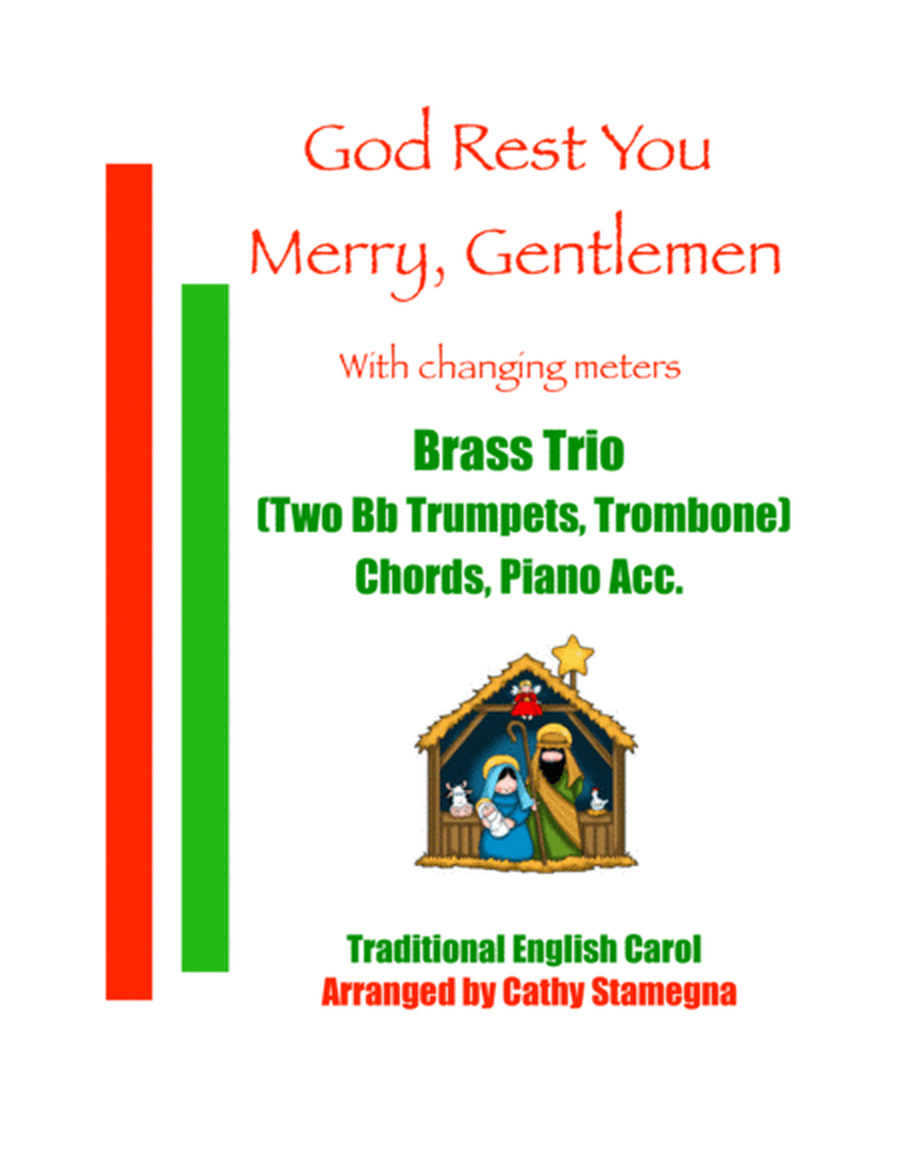 God Rest You Merry, Gentlemen (Brass Trio-Two Bb Trumpets, Trombone) (Chords, Piano Acc.) image number null