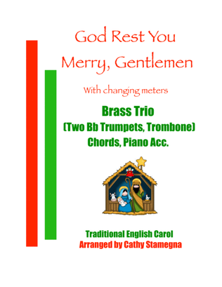 Book cover for God Rest You Merry, Gentlemen (Brass Trio-Two Bb Trumpets, Trombone) (Chords, Piano Acc.)