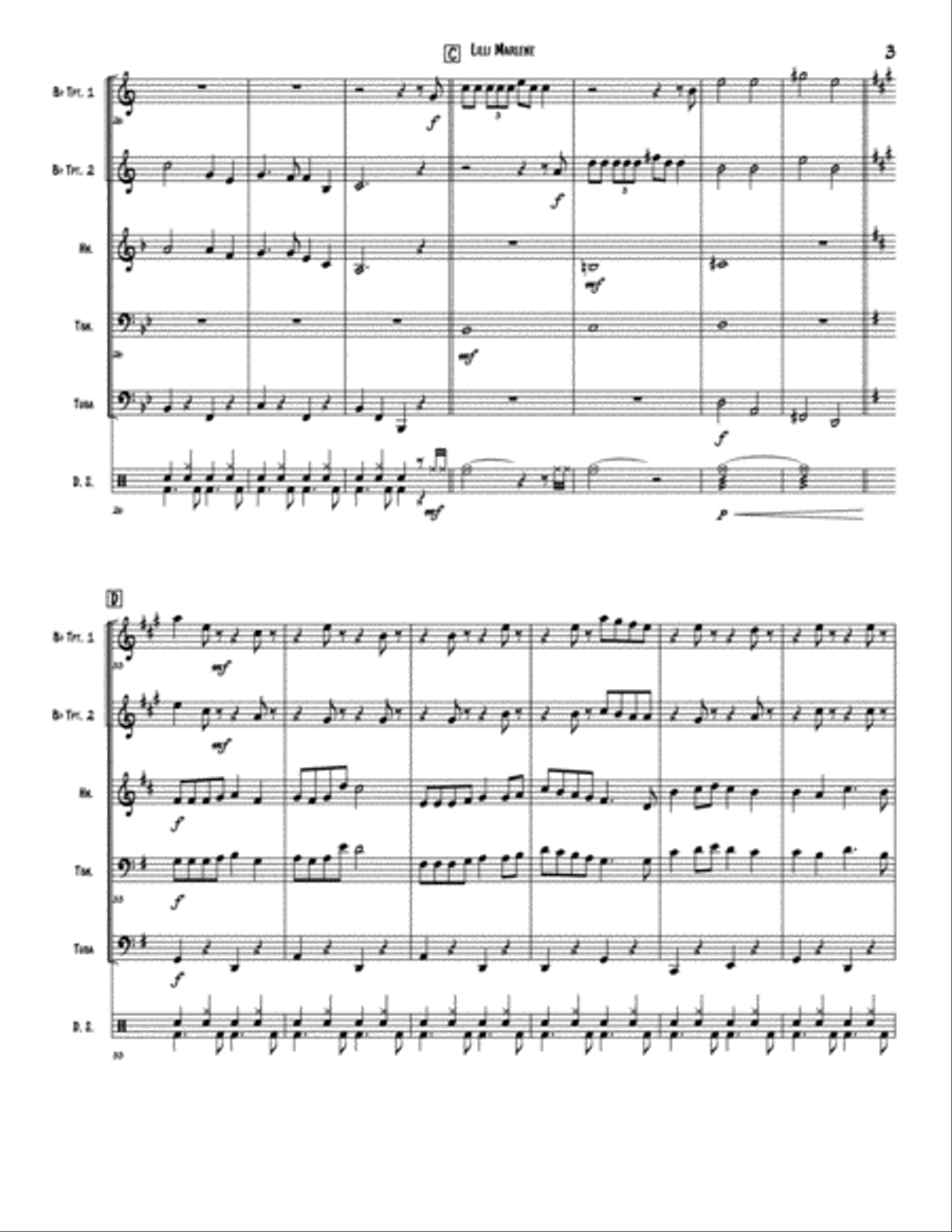 Lilli Marlene (lili Marleen) Brass Ensemble scores gallery preview page 3