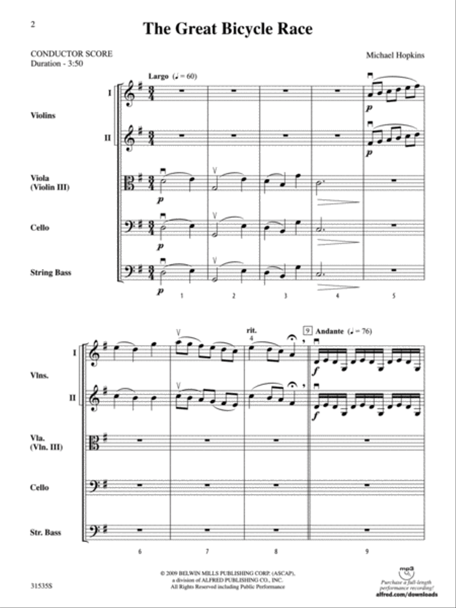 The Great Bicycle Race String Orchestra scores gallery preview page 2