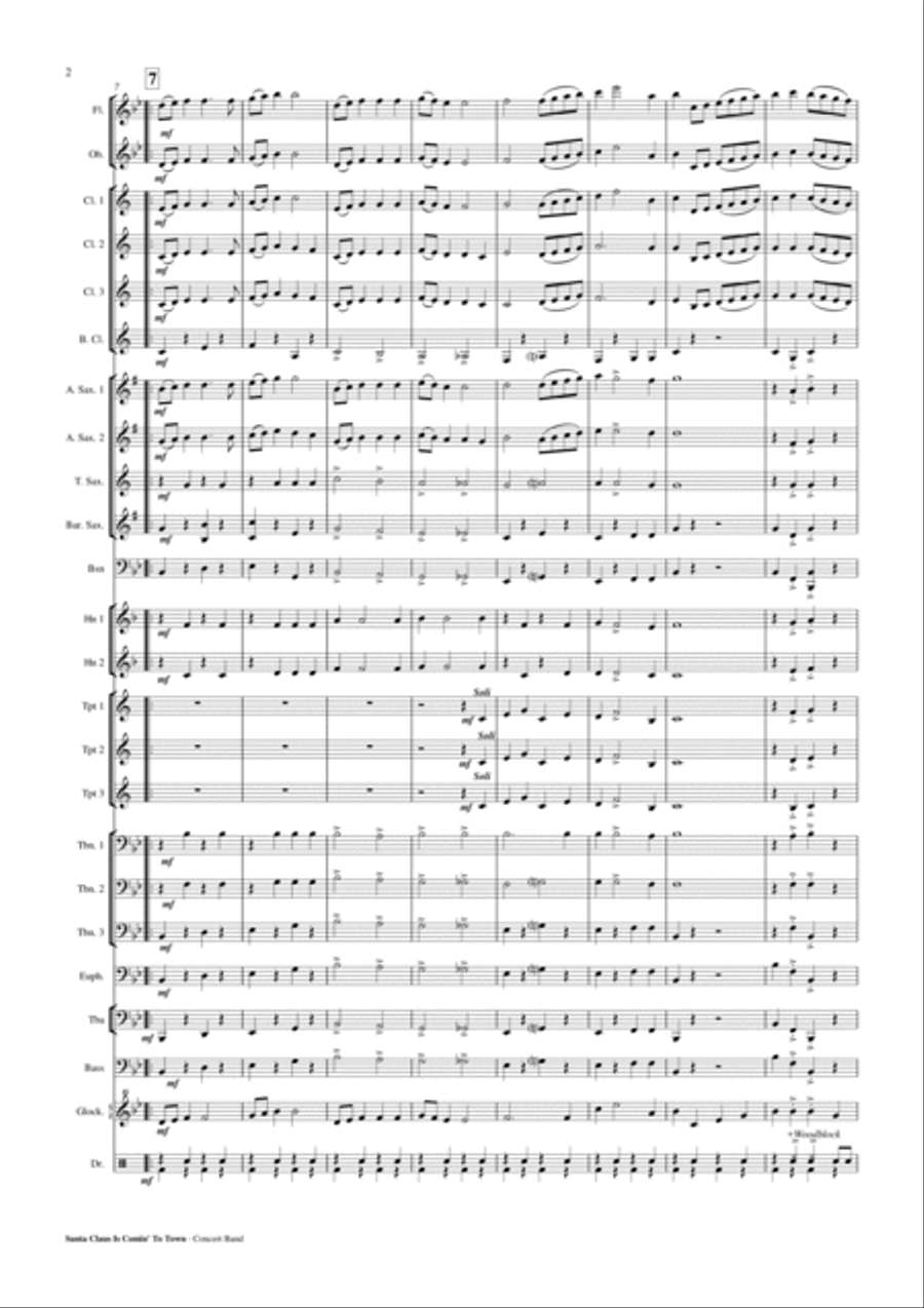 Santa Claus Is Comin' To Town Concert Band scores gallery preview page 3