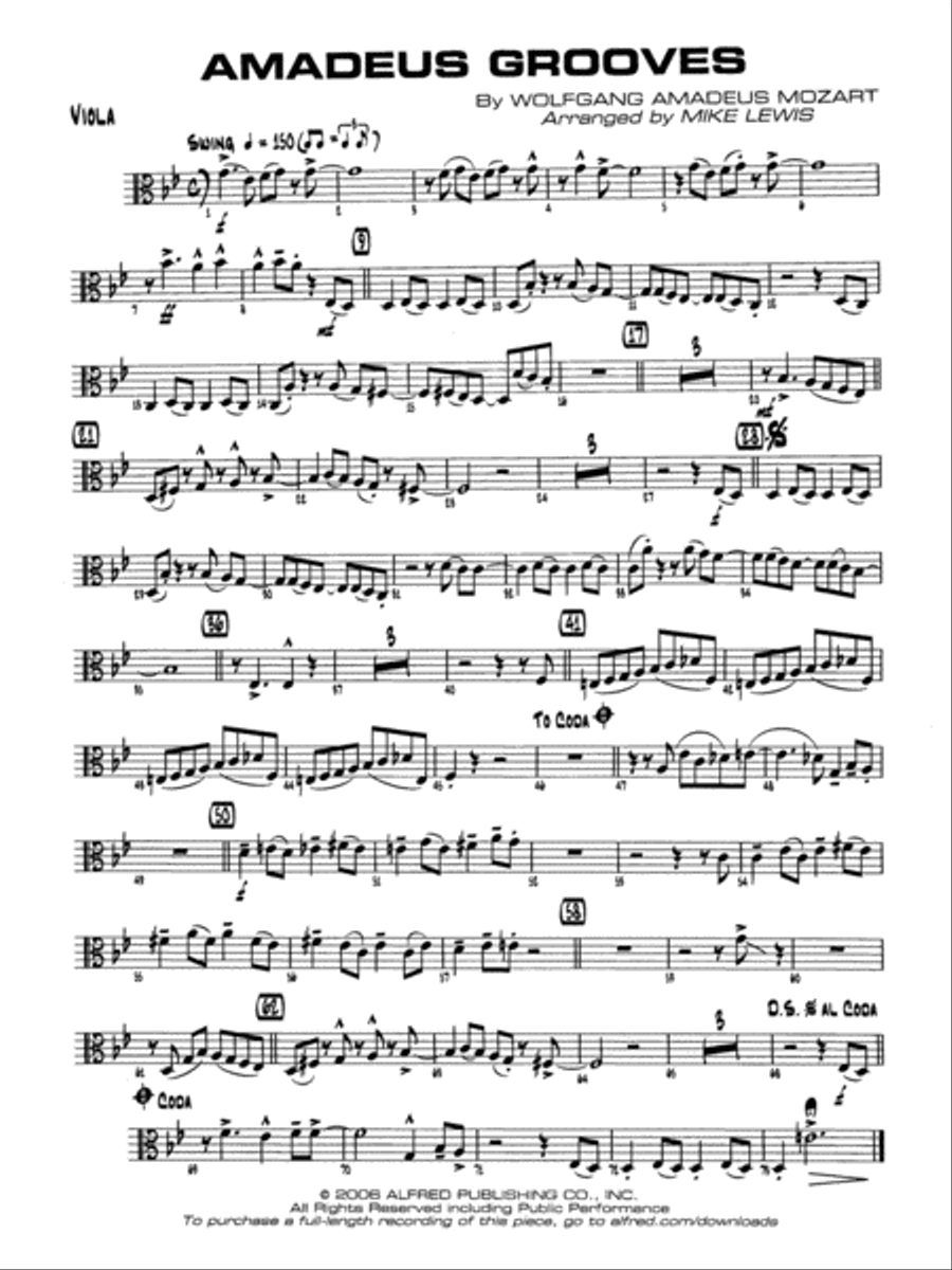 Amadeus Grooves: Viola Amadeus Grooves: Viola Jazz Ensemble scores gallery preview page 1