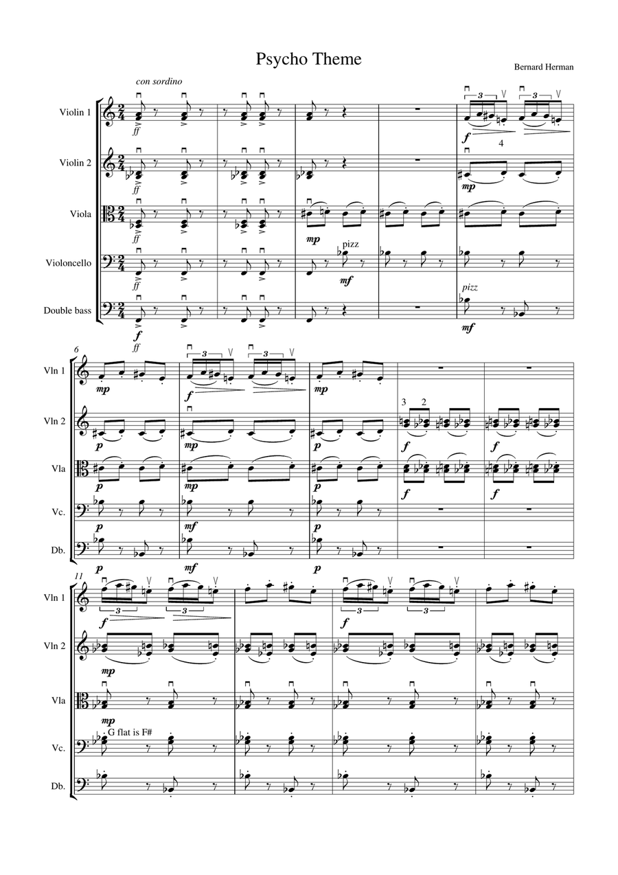 Psycho (theme) String Orchestra scores gallery preview page 1