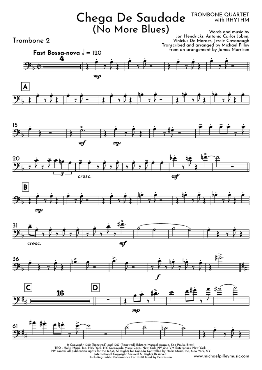 Chega De Saudade (no More Blues) Brass Ensemble scores gallery preview page 6