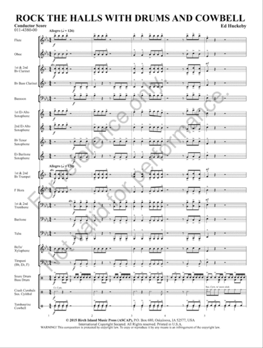 Rock The Halls With Drums And Cowbell Concert Band scores gallery preview page 4