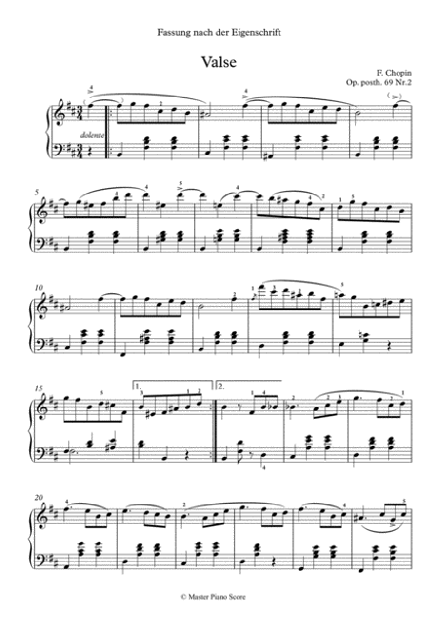 Waltz in B minor, Op. 69, No. 2 for piano solo Piano Solo scores gallery preview page 2