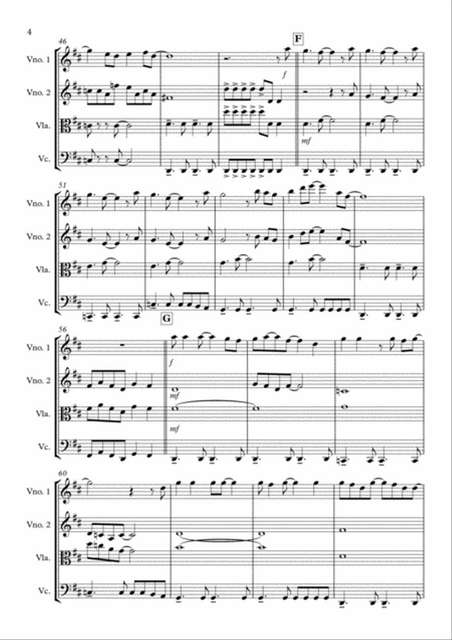 Silent Night Silent Night String Quartet scores gallery preview page 4