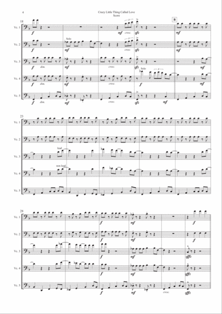Crazy Little Thing Called Love String Quintet scores gallery preview page 4
