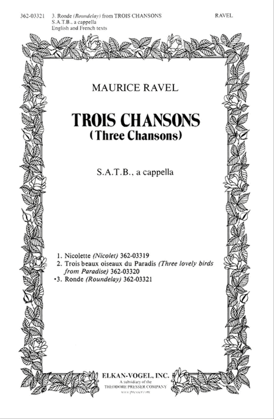 Trois Chansons Trois Chansons 4-Part scores gallery preview page 1