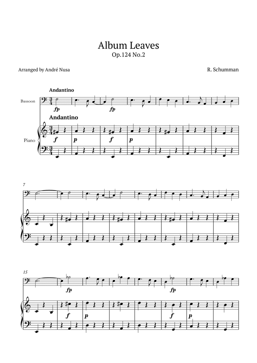 Album Leaves Op.124 No.2 Bassoon scores gallery preview page 1