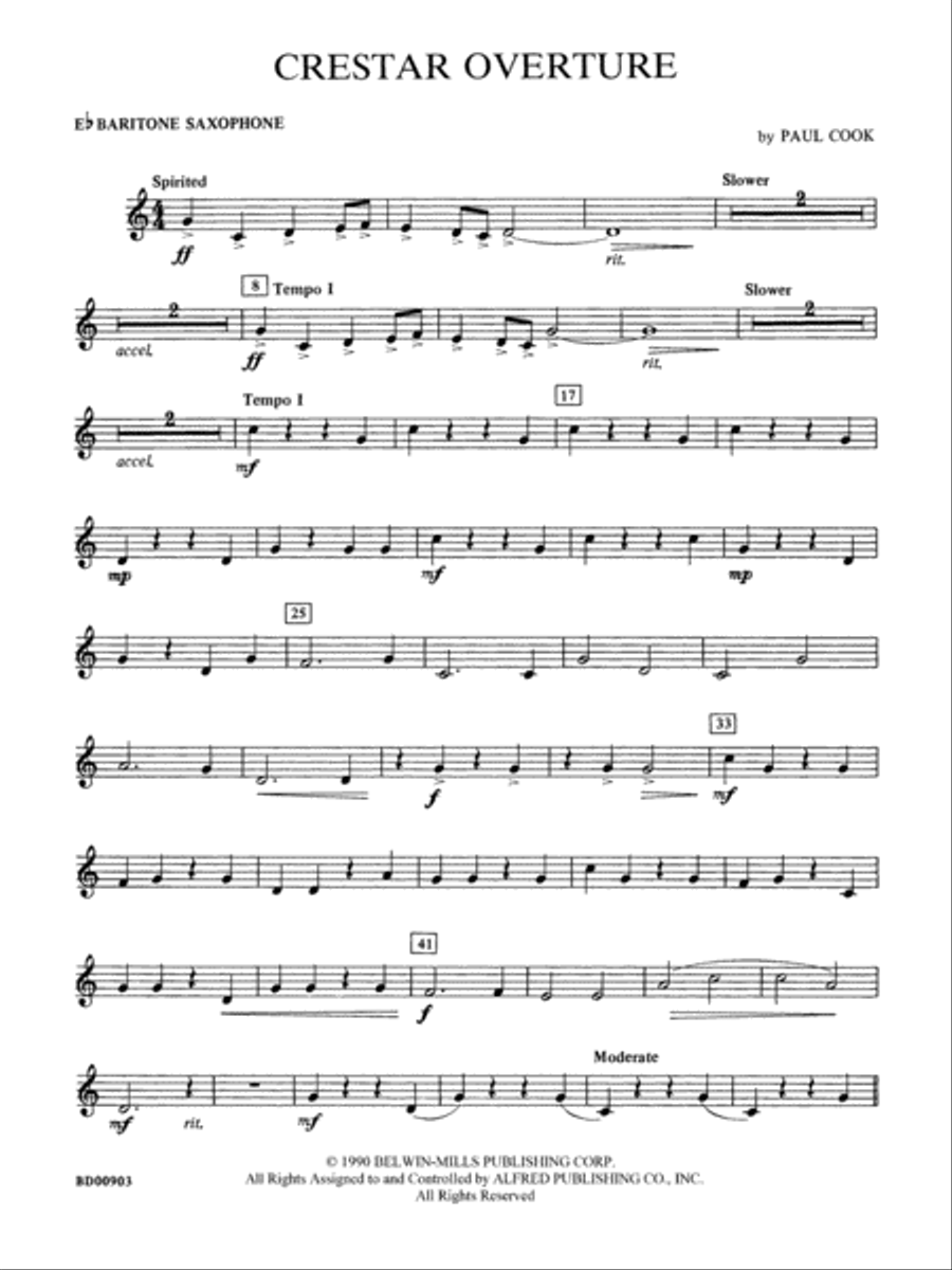 Crestar Overture: E-flat Baritone Saxophone Concert Band scores gallery preview page 1