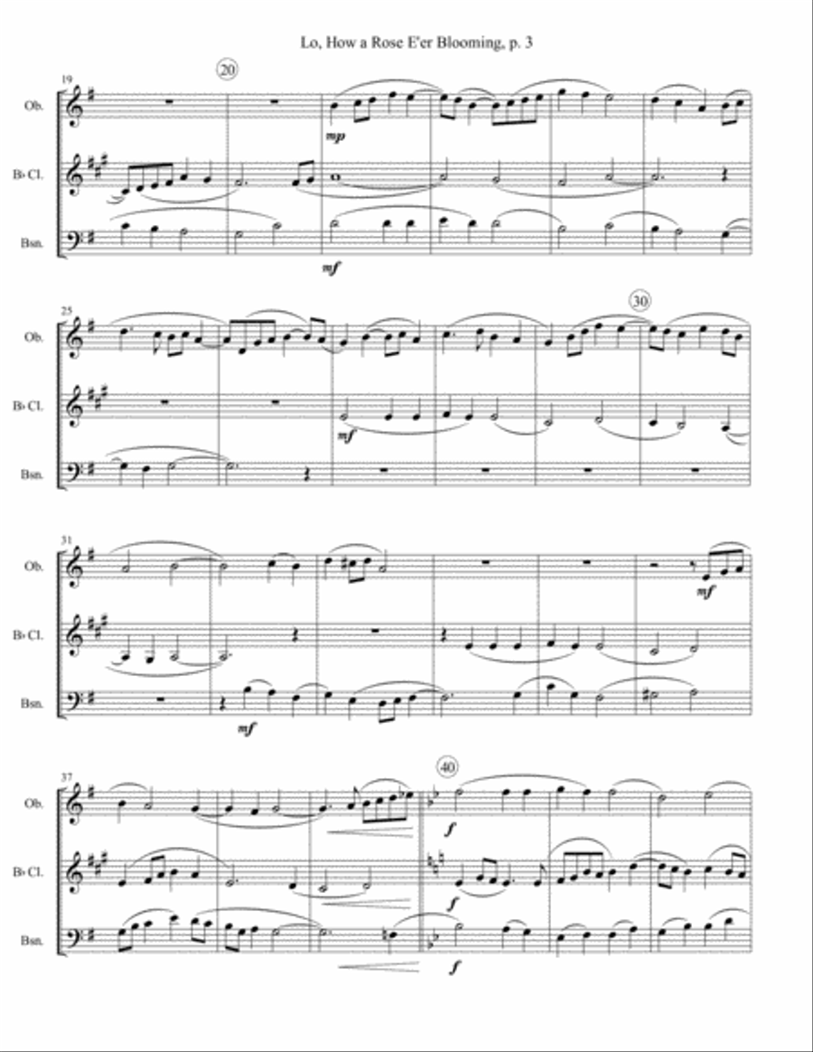 Lo, How a Rose E'er Blooming - Woodwind Trio Woodwind Trio scores gallery preview page 3
