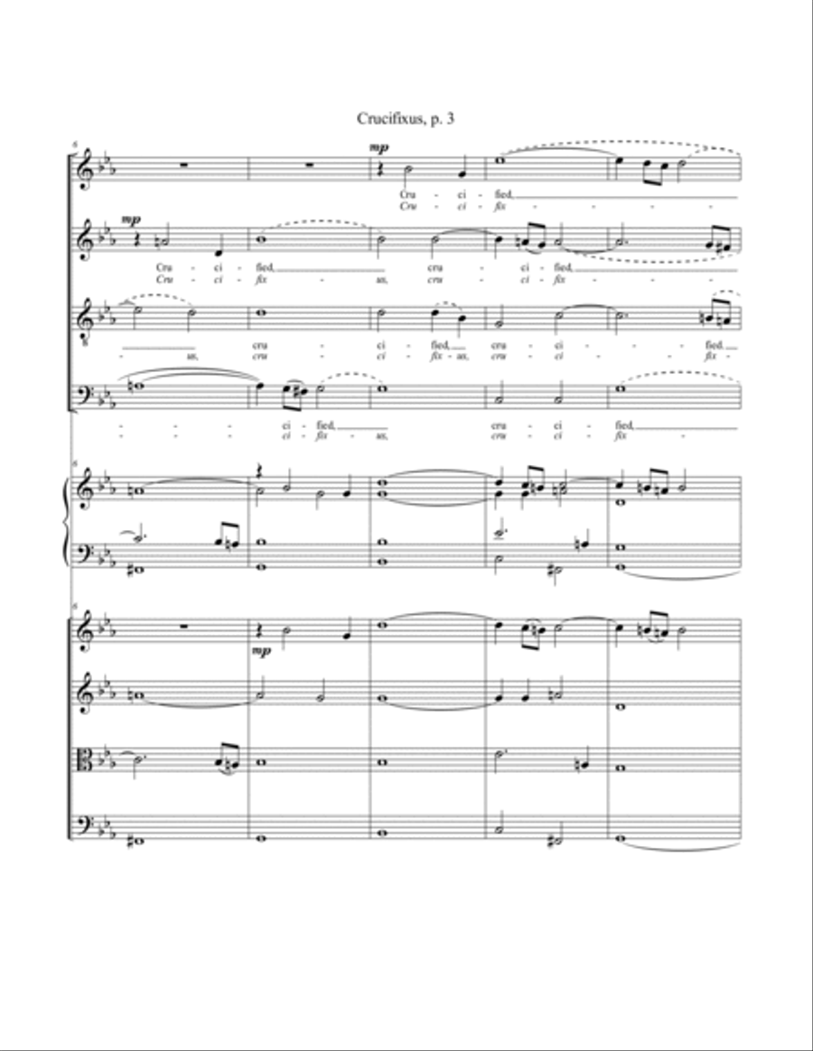 Crucifixus (Score for SATB Choir, Organ and/or Strings) 4-Part scores gallery preview page 3