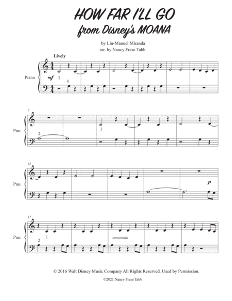 How Far I'll Go Piano Method scores gallery preview page 2