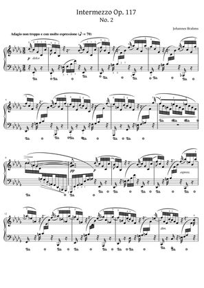 Brahms - 3 Intermezzi, Op.117 No.2 - Original With Fingered For Piano Solo