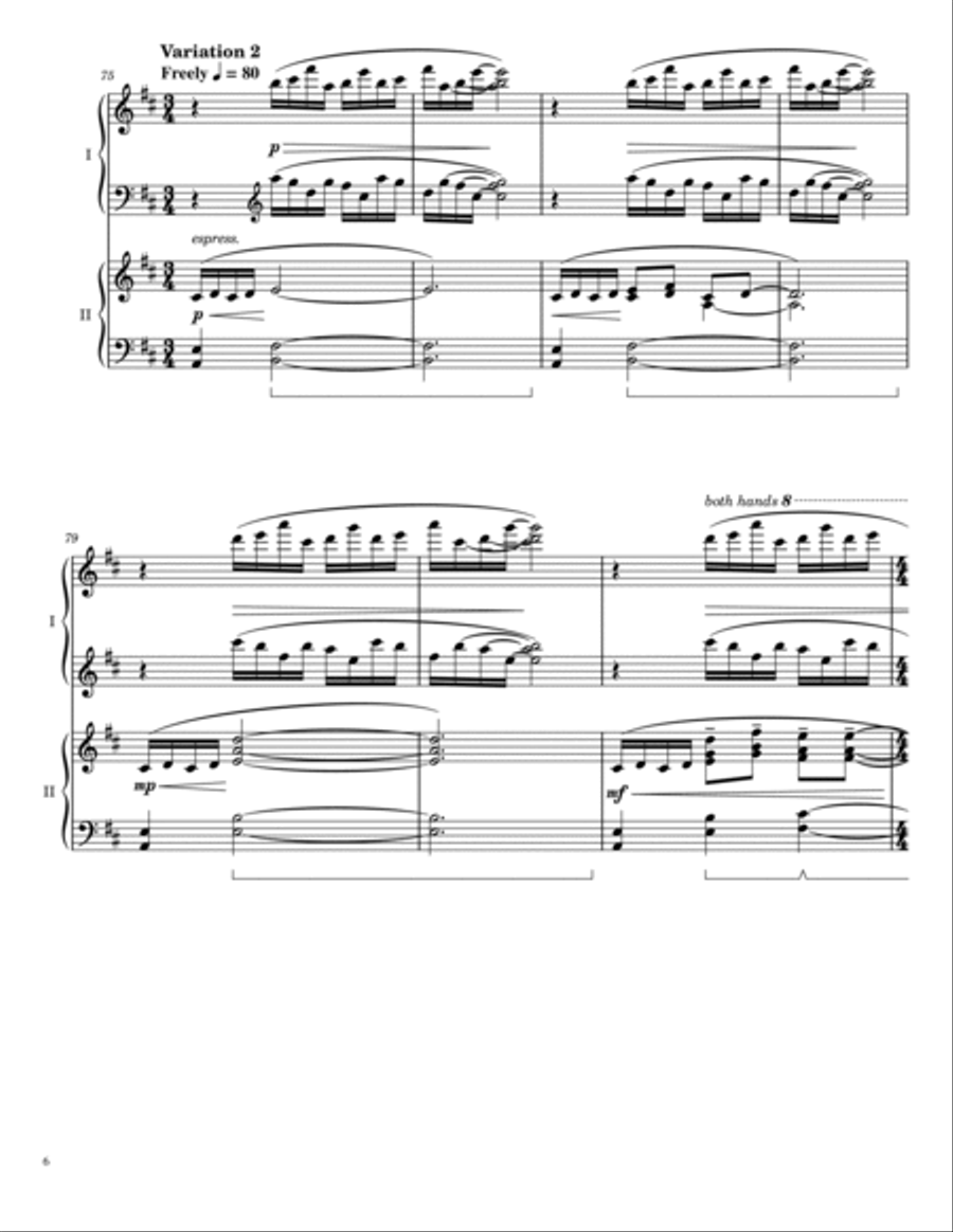 Christmas Duet No. 1: Here We Come A-wassailing, Variations for 4-Hand Piano Piano Accompaniment scores gallery preview page 6