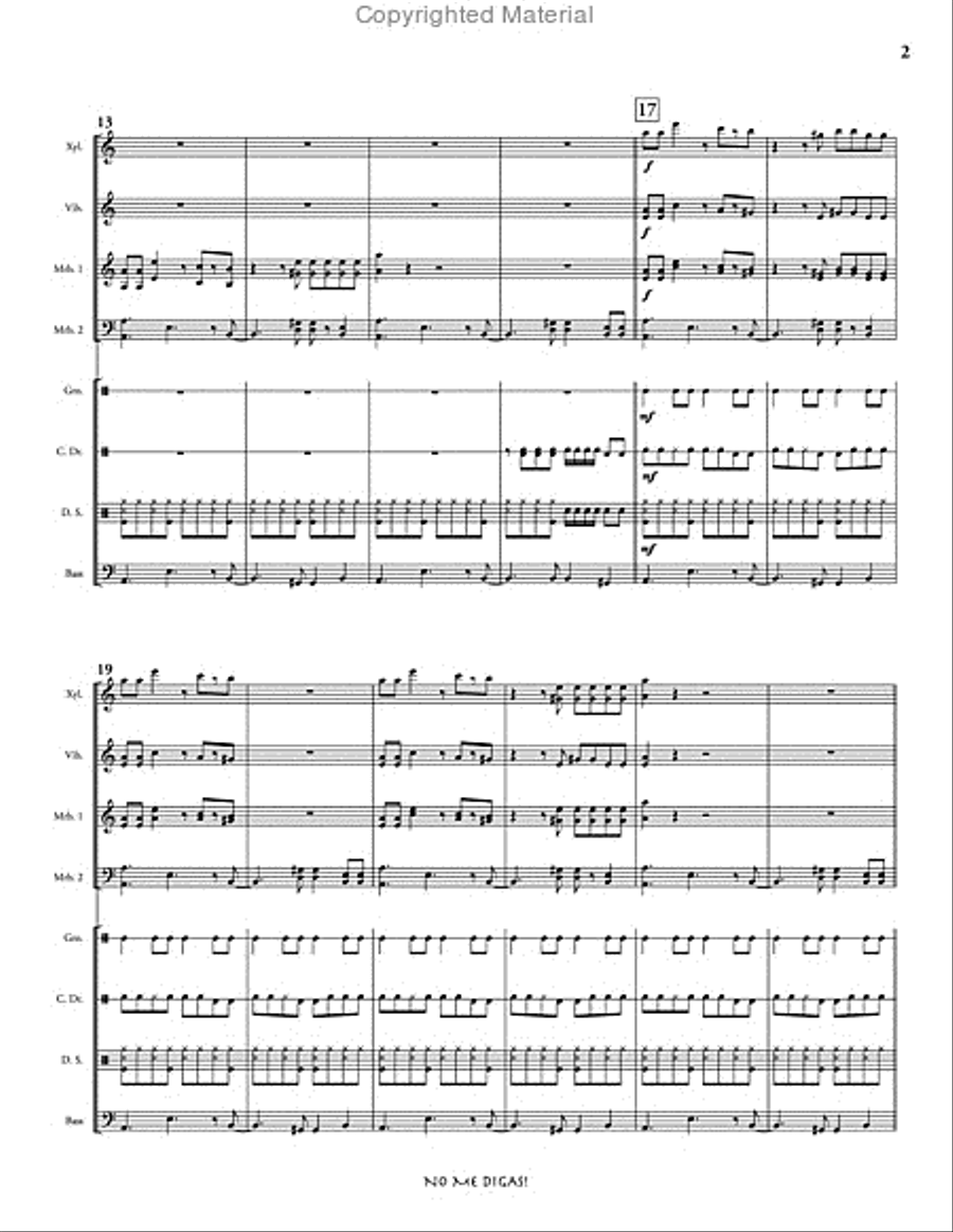 No Me Digas! Percussion Ensemble scores gallery preview page 3