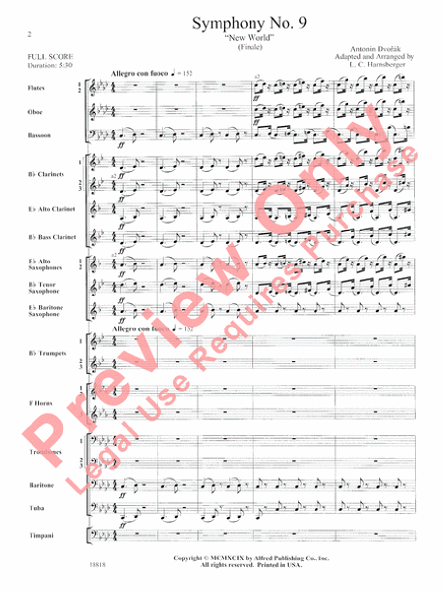 Symphony No. 9 New World, Finale Concert Band scores gallery preview page 3