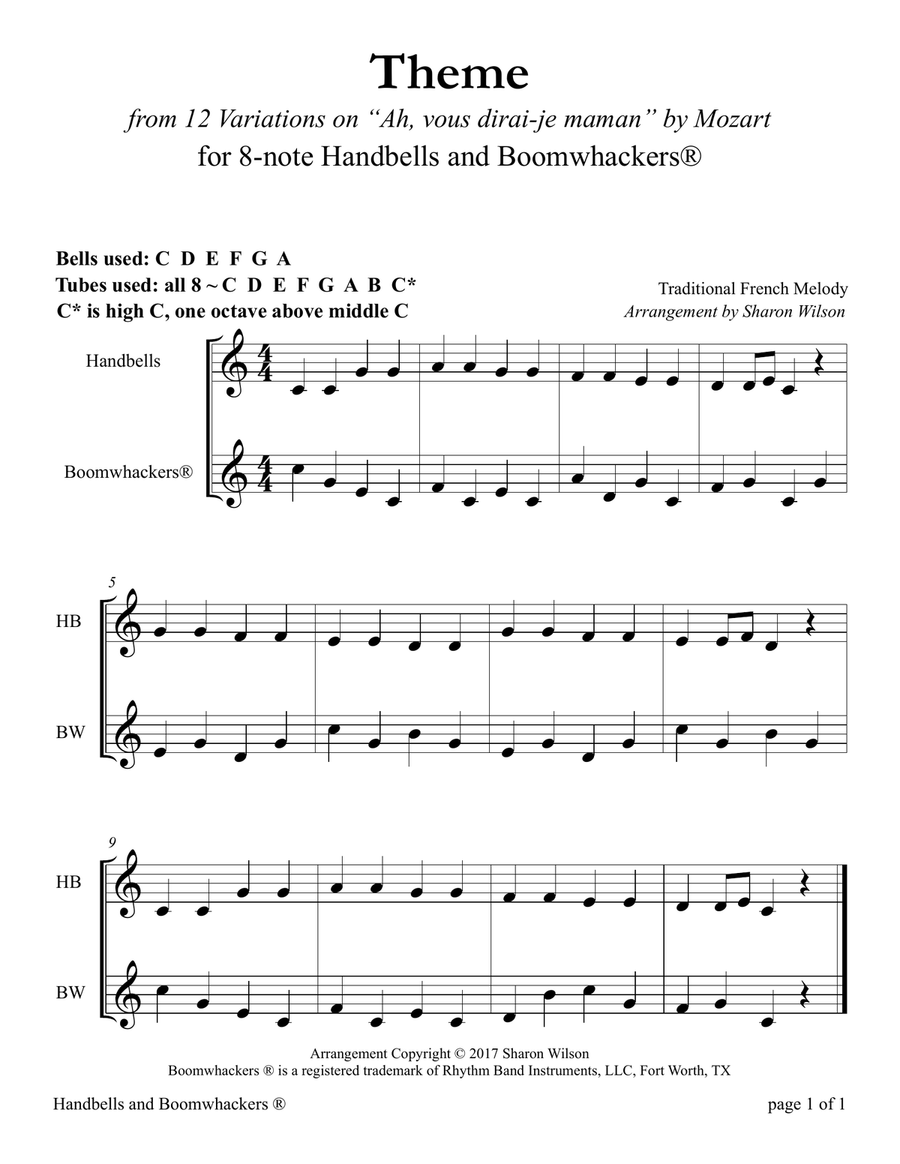Ten Classical Favorites for 8-note Bells and Boomwhackers® (with Black and White Notes) Handbell Choir scores gallery preview page 5