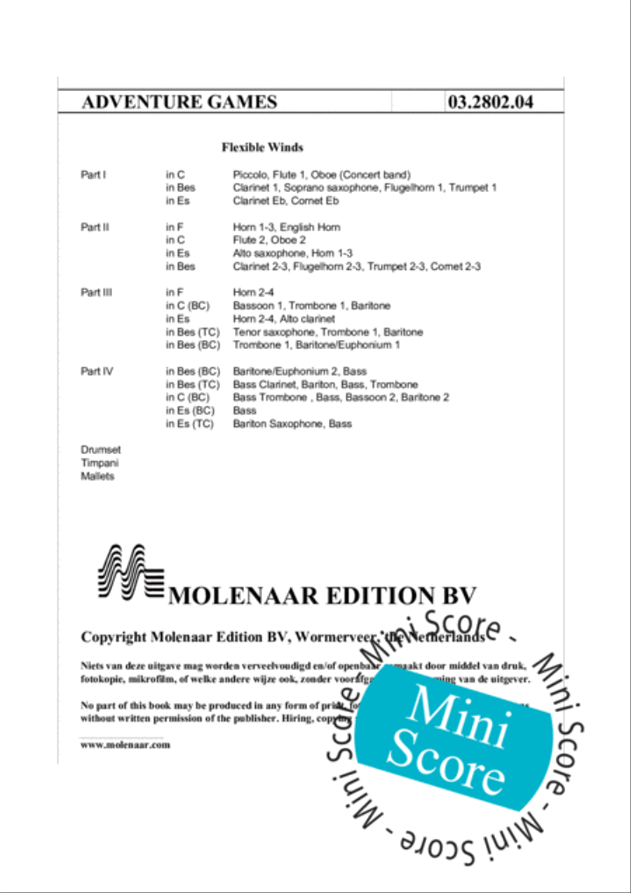 Adventure Games Concert Band scores gallery preview page 4