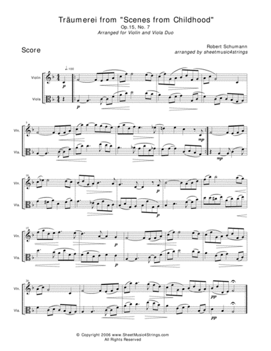 Schumann, R. - Traumerei for Violin and Viola image number null
