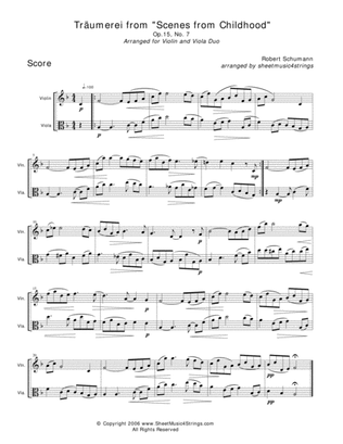 Schumann, R. - Traumerei for Violin and Viola