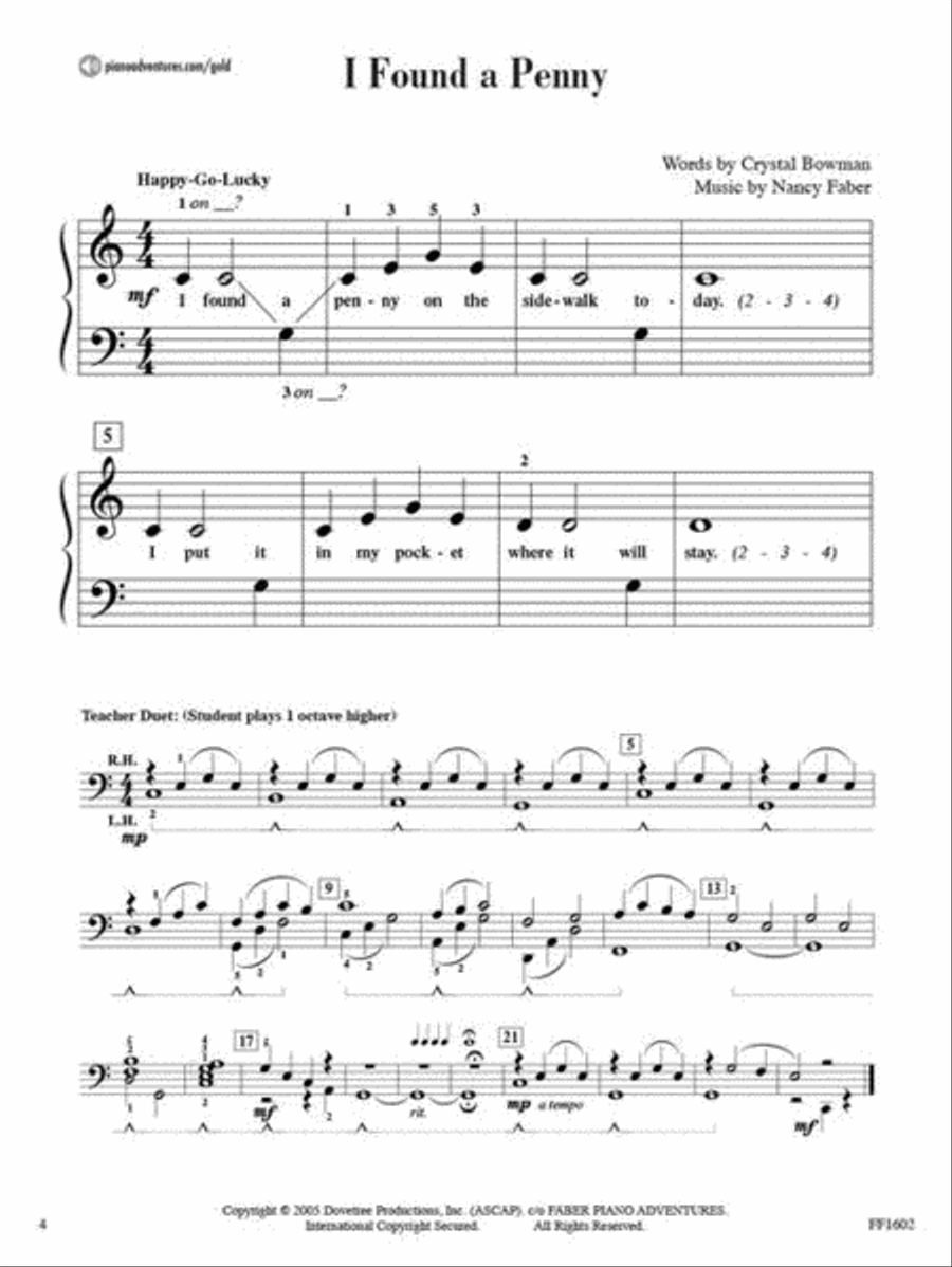 Primer Level – Gold Star Performance Piano Method scores gallery preview page 4
