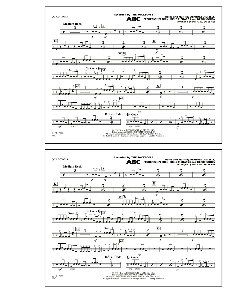 ABC - Quad Toms Marching Band scores gallery preview page 1