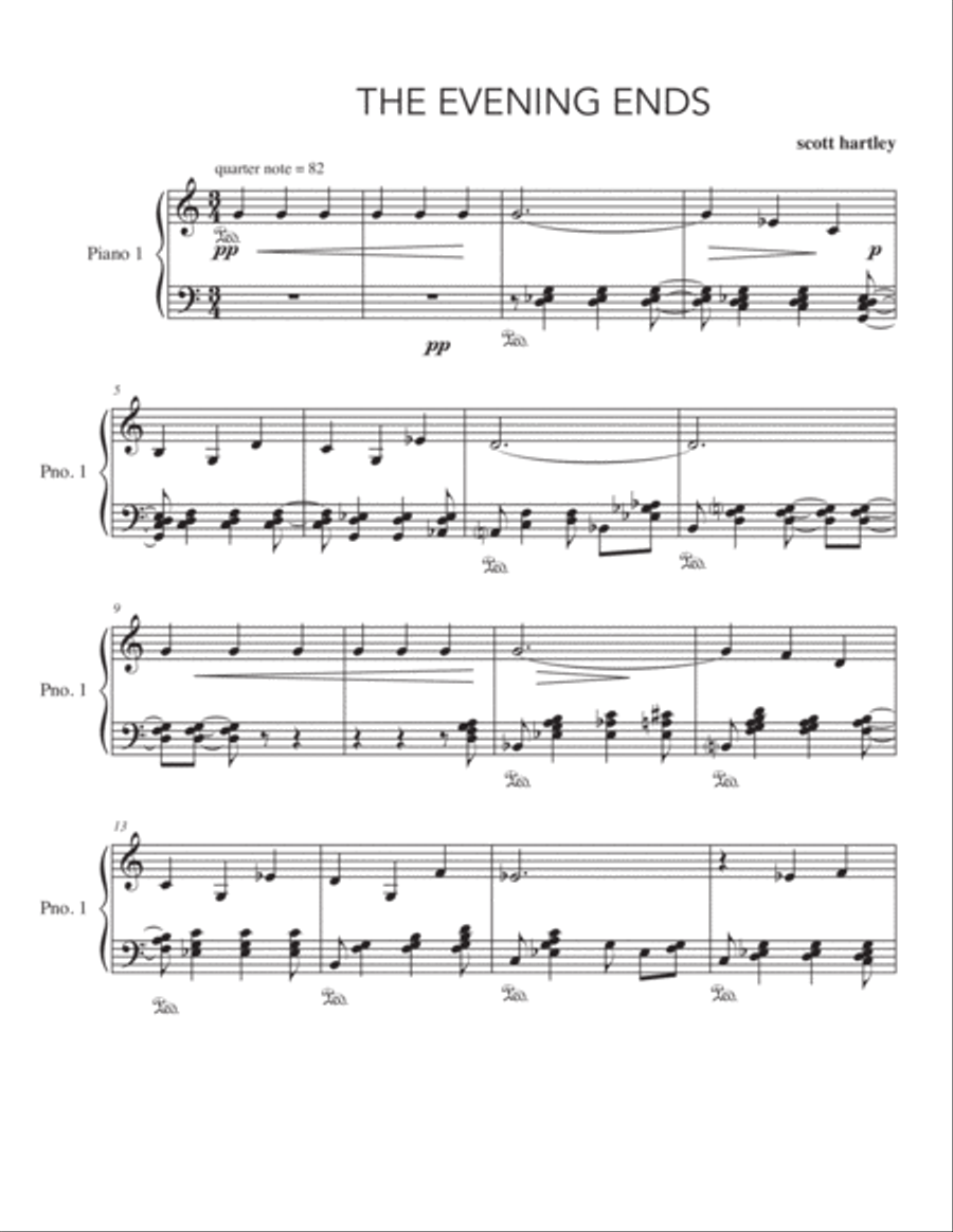 The Evening Ends, A Soliloquy for solo piano Piano Solo scores gallery preview page 1