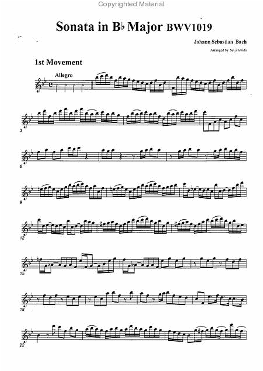 Sonata in B-flat Major, BWV1019 Alto Recorder scores gallery preview page 2