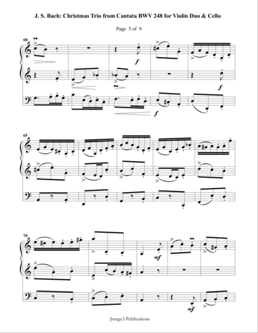 Bach: Christmas Trio for Violin Duo & Cello String Trio scores gallery preview page 5