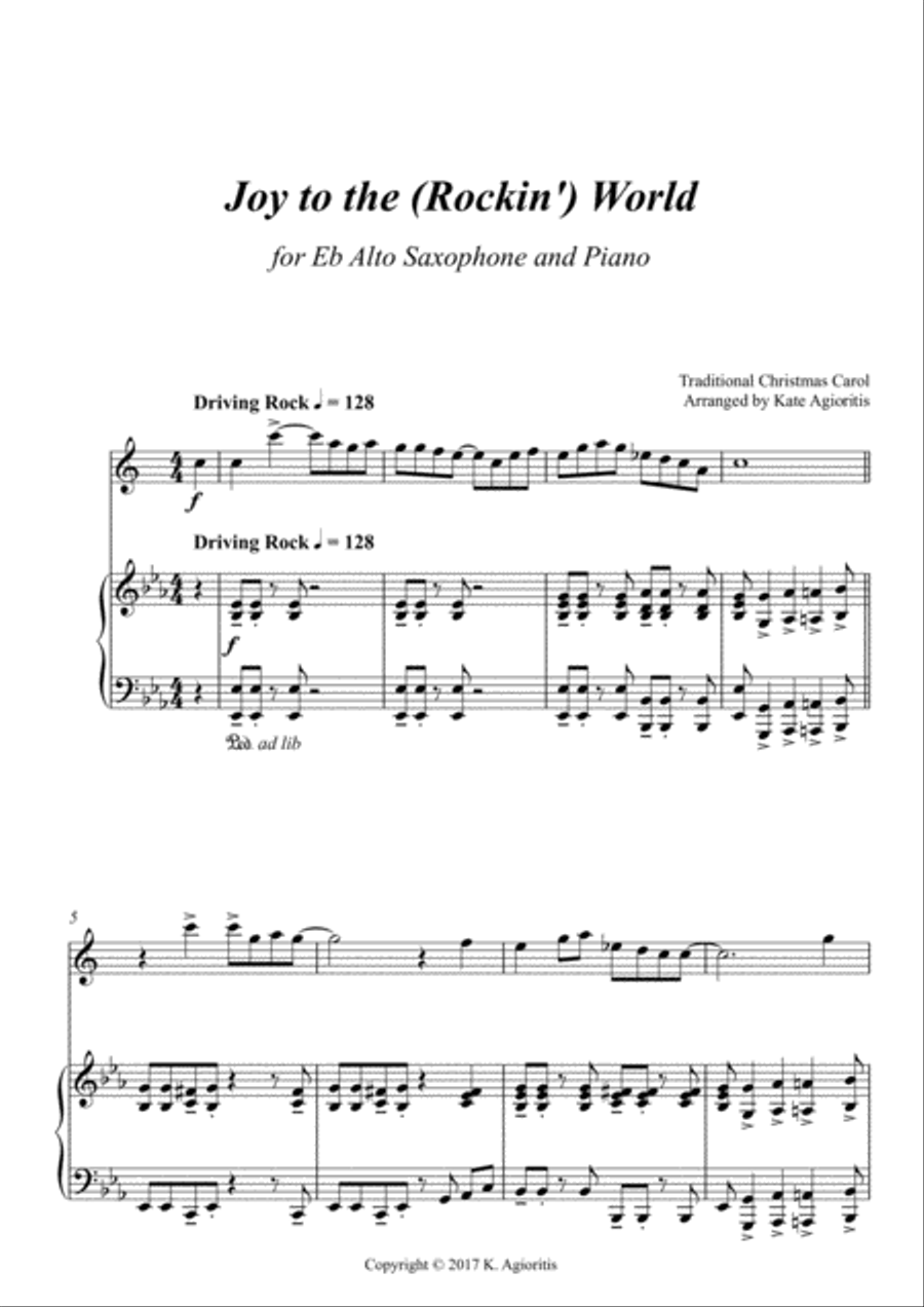 Joy to the (Rockin') World - Alto Saxophone and Piano Alto Saxophone scores gallery preview page 2
