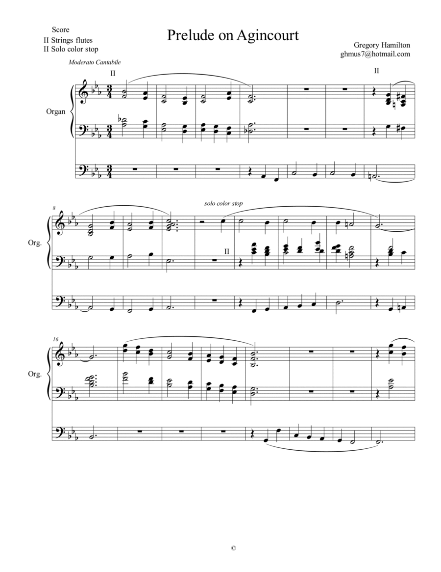 Prelude on Agincourt Organ Solo scores gallery preview page 1