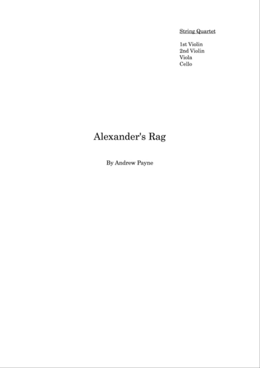 Alexander's Rag String Quartet scores gallery preview page 1