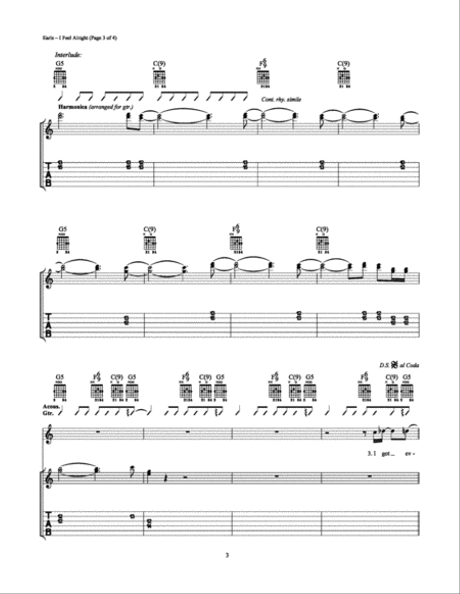 I Feel Alright Electric Guitar scores gallery preview page 3