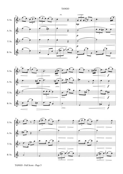 Tango by Albeniz - Arranged for Saxophone Quartet or Ensemble image number null