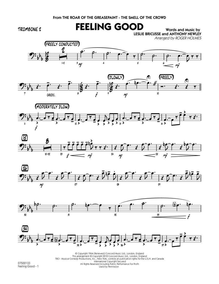 Feeling Good - Trombone 2 Jazz Ensemble scores gallery preview page 1