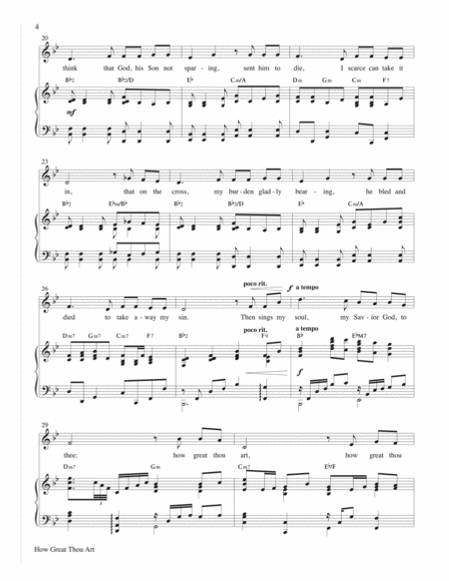 How Great Thou Art Medium Voice scores gallery preview page 4