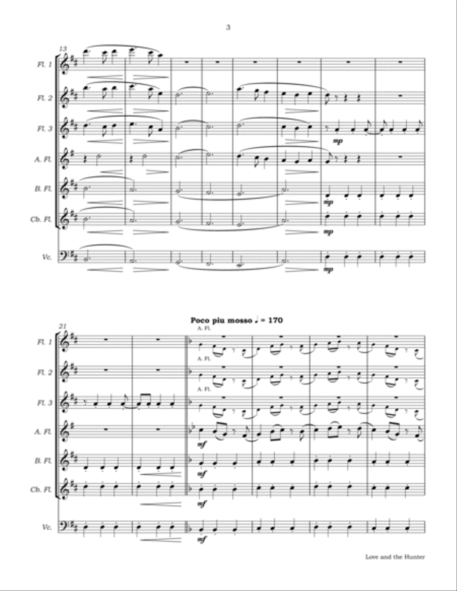 Love And The Hunter Flute Choir scores gallery preview page 6